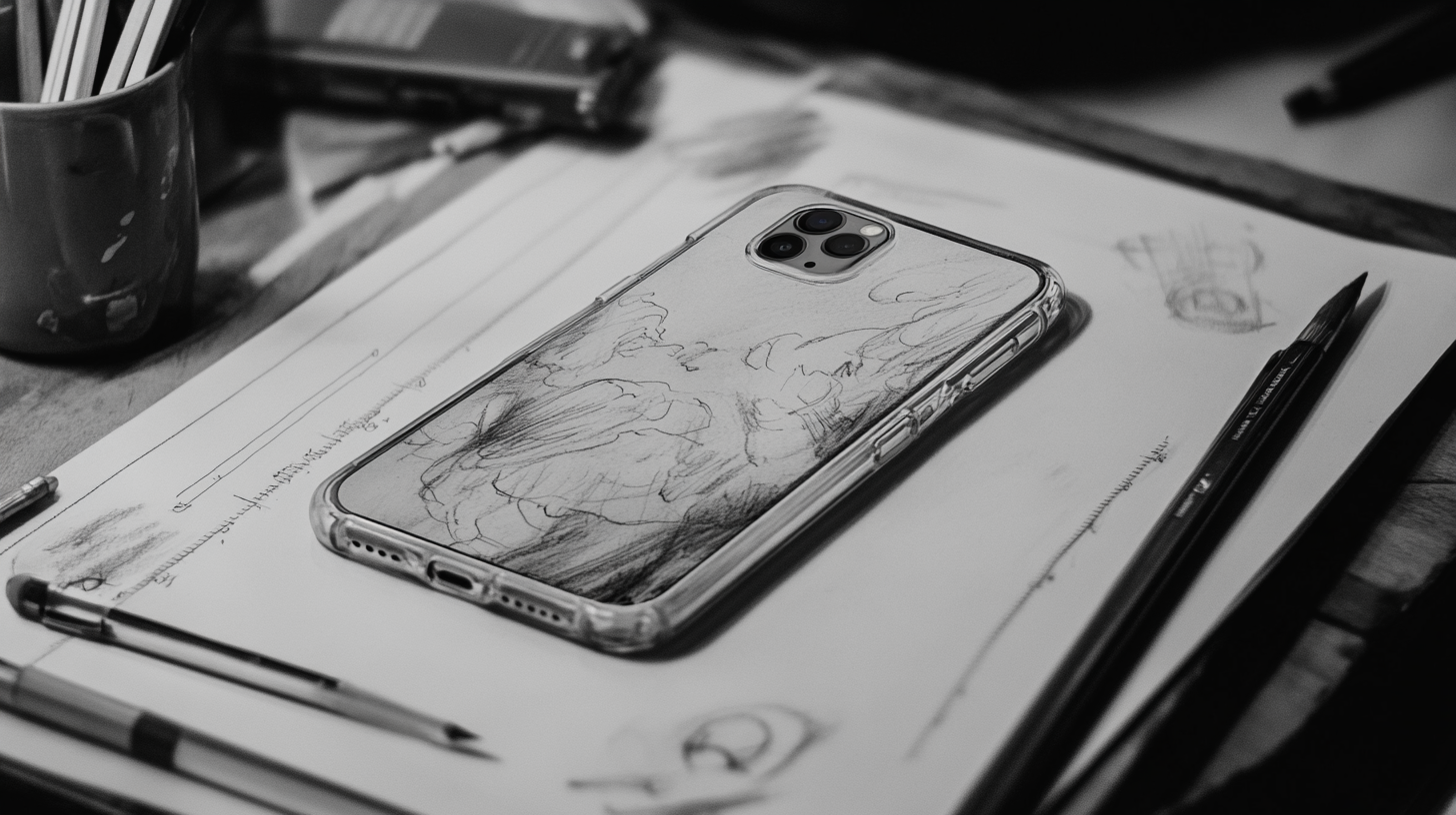 Mobile case pencil sketch 2 1